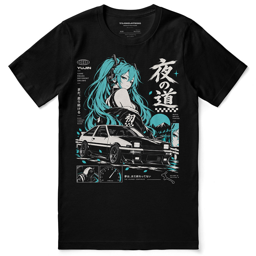 Teal Driver Car T-Shirt — Black front flatlay