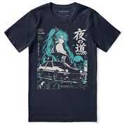 Teal Driver Car T-Shirt — Navy flatlay
