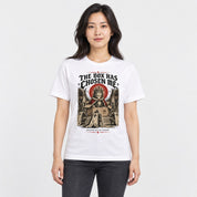 The Box Has Chosen Me Cat T-Shirt — White female lifestyle