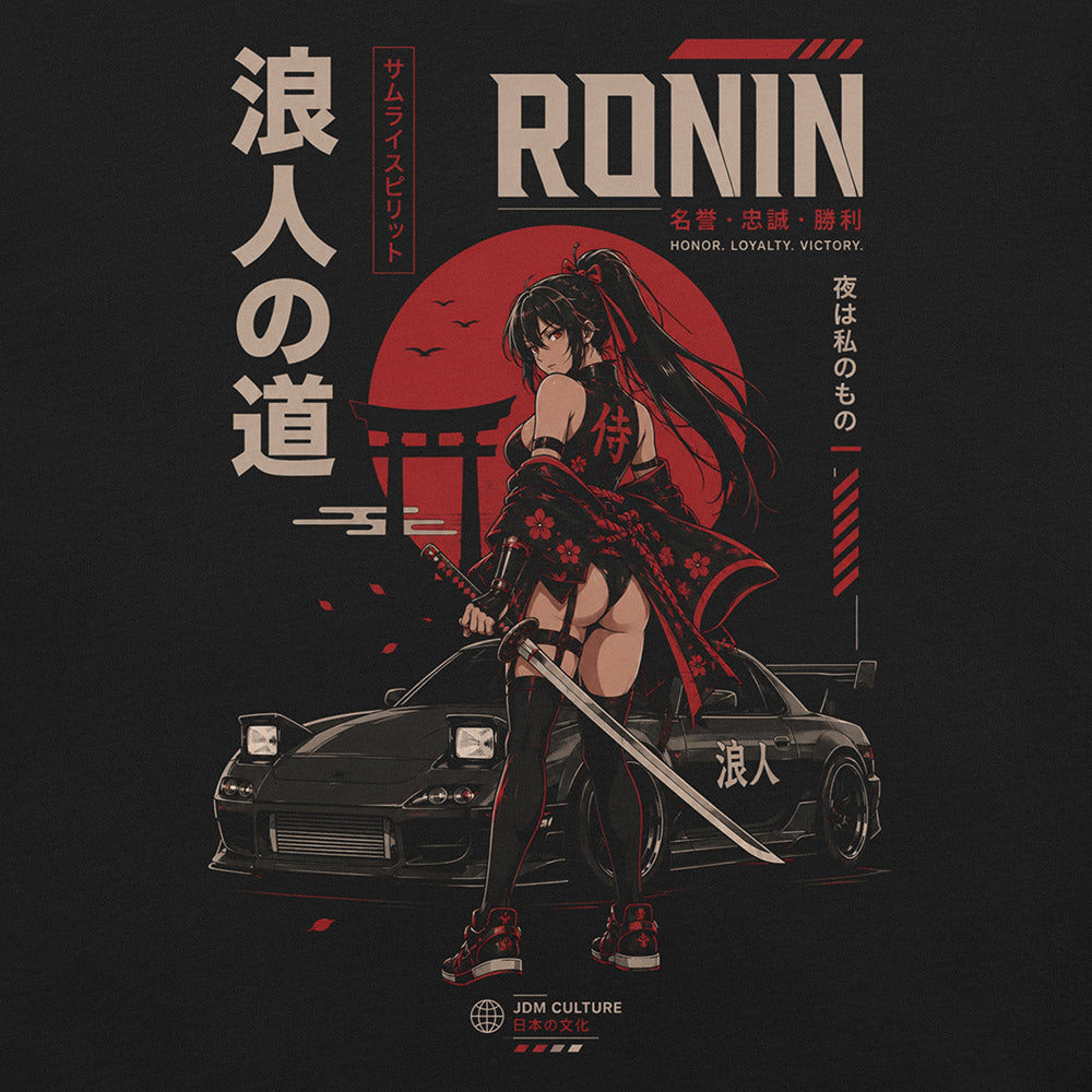 Detailed Ronin Spirit Car T-Shirt print on Black