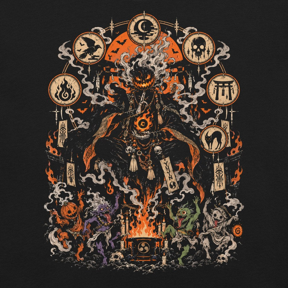 Printful Zoomed in front view of A Little Magic After Dark Monster T-Shirt in Black