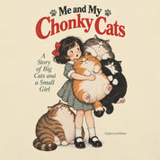 Close-up of Chonky Cuddles Cat T-Shirt in Natural - Printful front Zoomed in