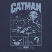 Blue Vigil Cat T-Shirt — Navy artwork detail