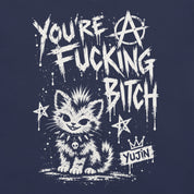 Punk Attitude Cat T-Shirt in Navy — original front print closeup