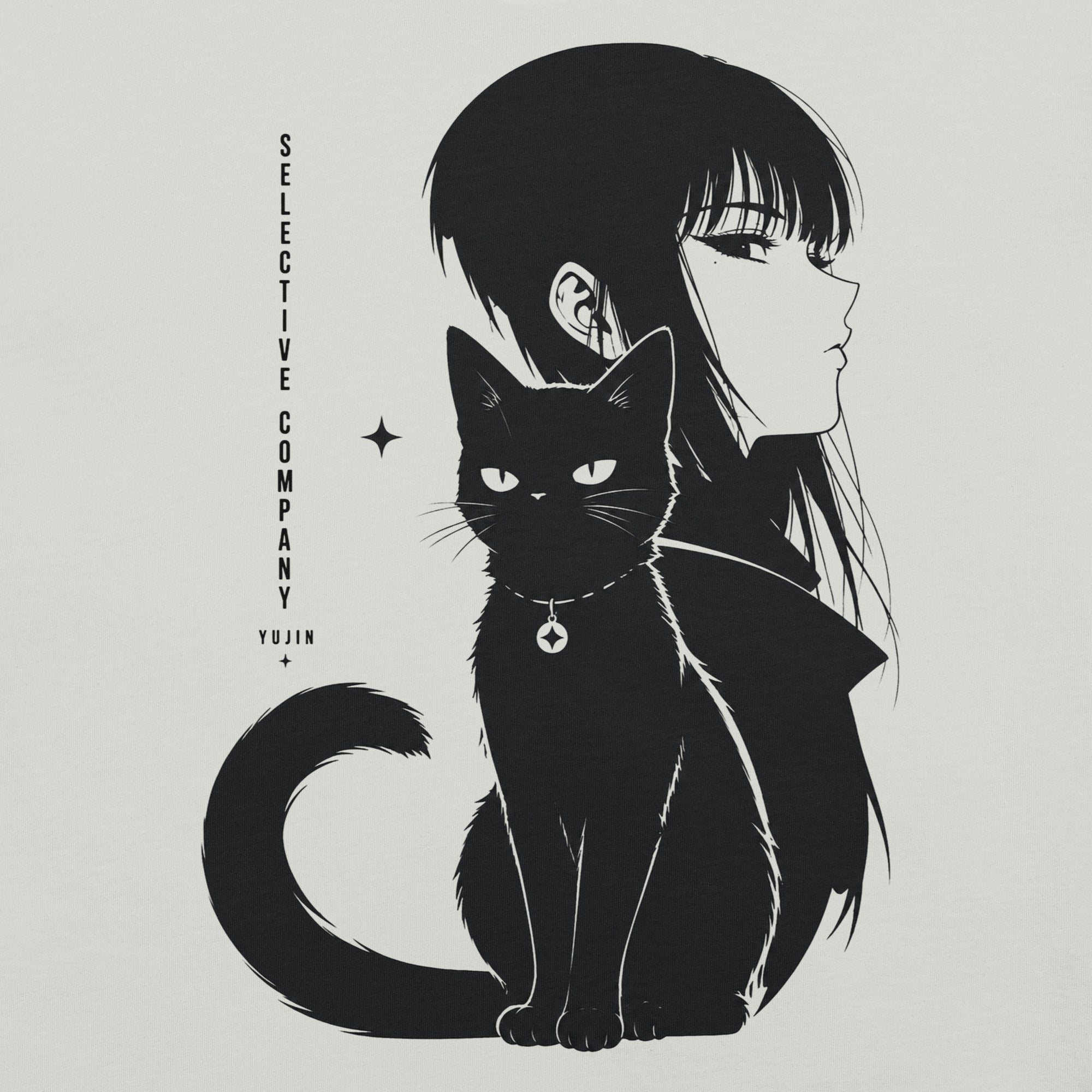 Close-up of Selective Company Cat T-Shirt artwork on Silver