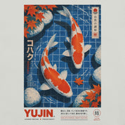 Close-up of Kohaku Koi Fish T-Shirt artwork on Silver