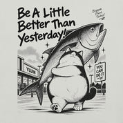 Bigger Plans artwork on Silver fabric, Printful front detail