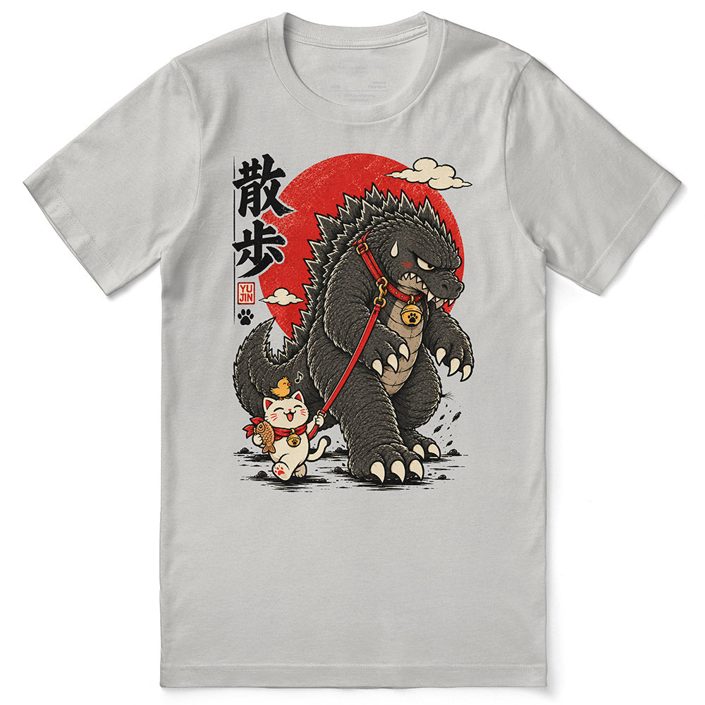 Kaiju Cat Walk T-Shirt — Silver flat lay
