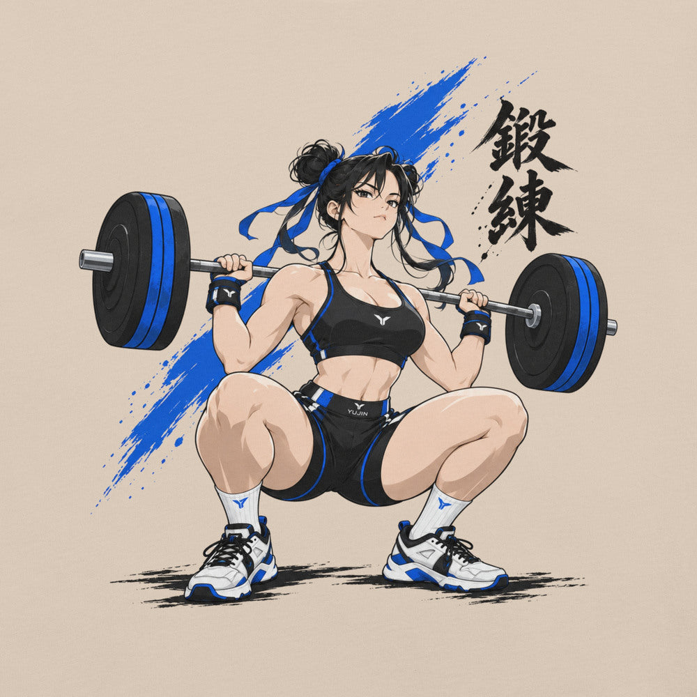Close-up of Built One Rep at a Time Fitness T-Shirt artwork on Soft Cream