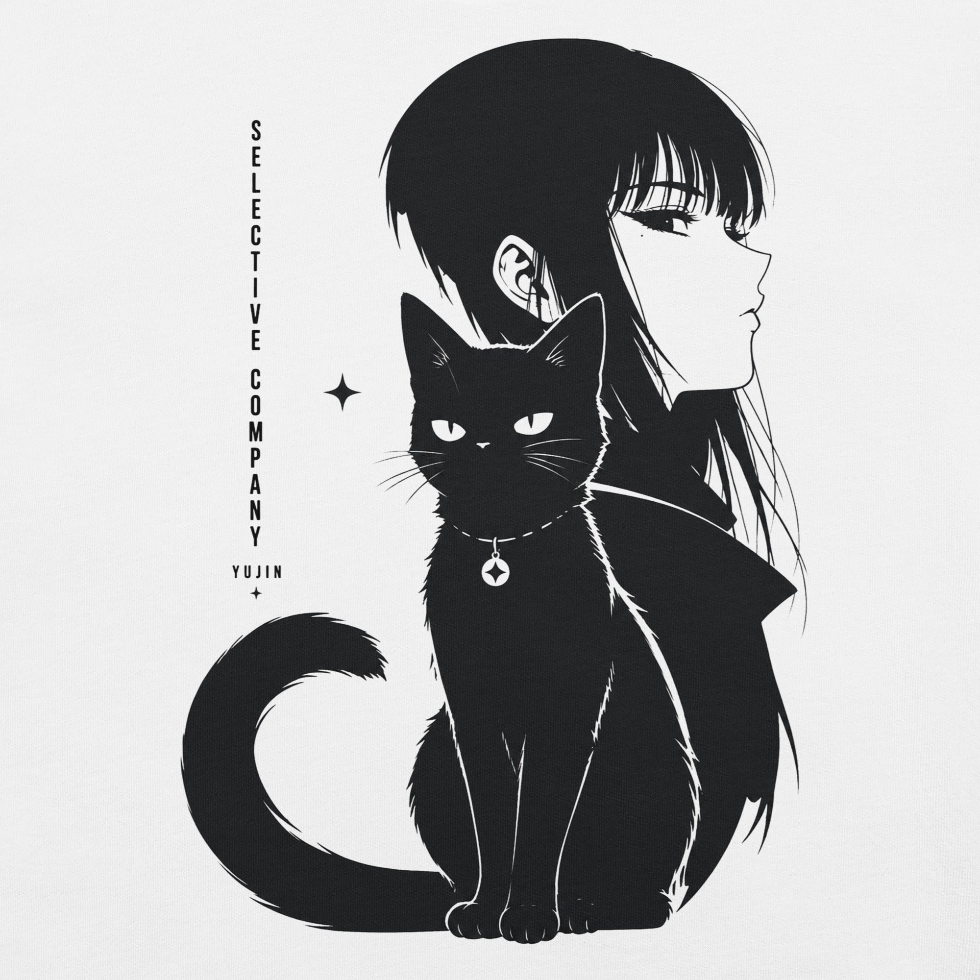 Close-up of Selective Company Cat T-Shirt artwork on White