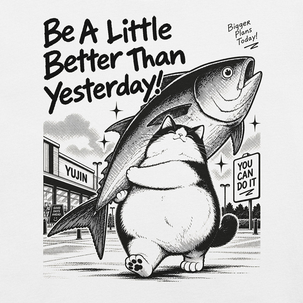 Bigger Plans artwork on White fabric, Printful front detail