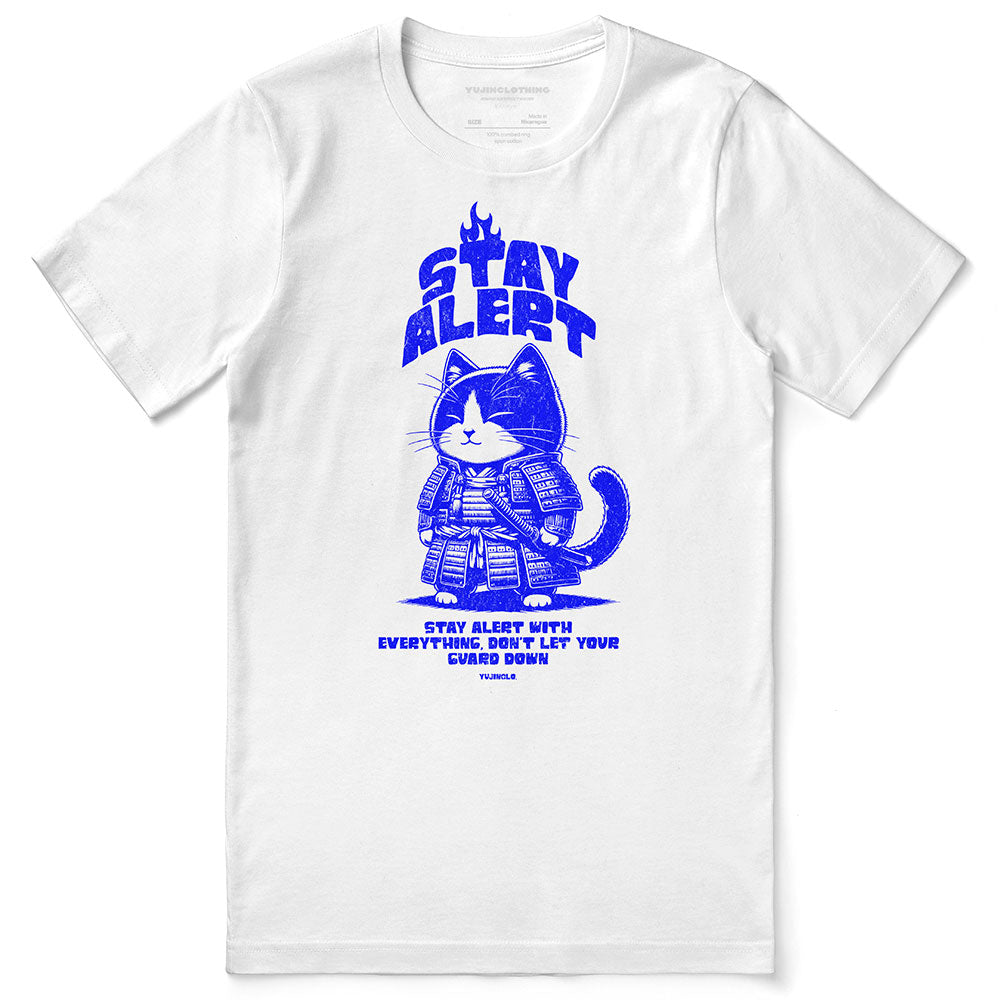 Stay Alert Cat T-Shirt | Yūjin Japanese Anime Streetwear Clothing