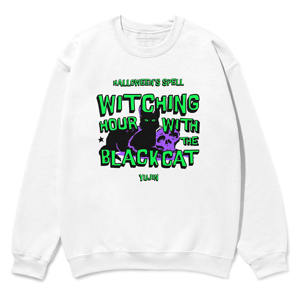 Black Cat Spell Sweatshirt  | Yūjin Japanese Anime Streetwear Clothing