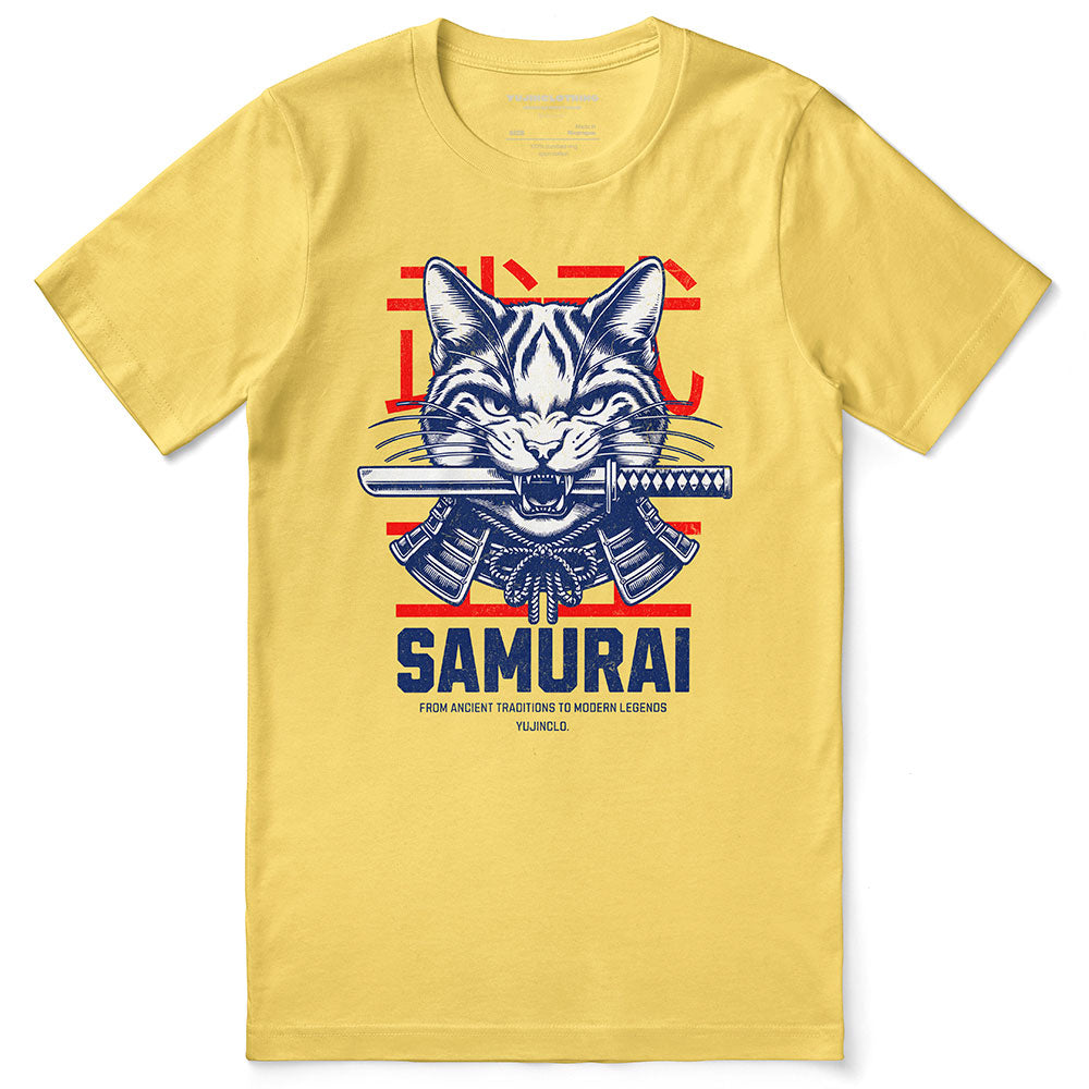 Samurai Cat T-Shirt | Yūjin Japanese Anime Streetwear Clothing