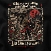 Yet I Inch Forward Cat T-Shirt — black closeup