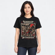 Yet I Inch Forward Cat T-Shirt — black lifestyle female