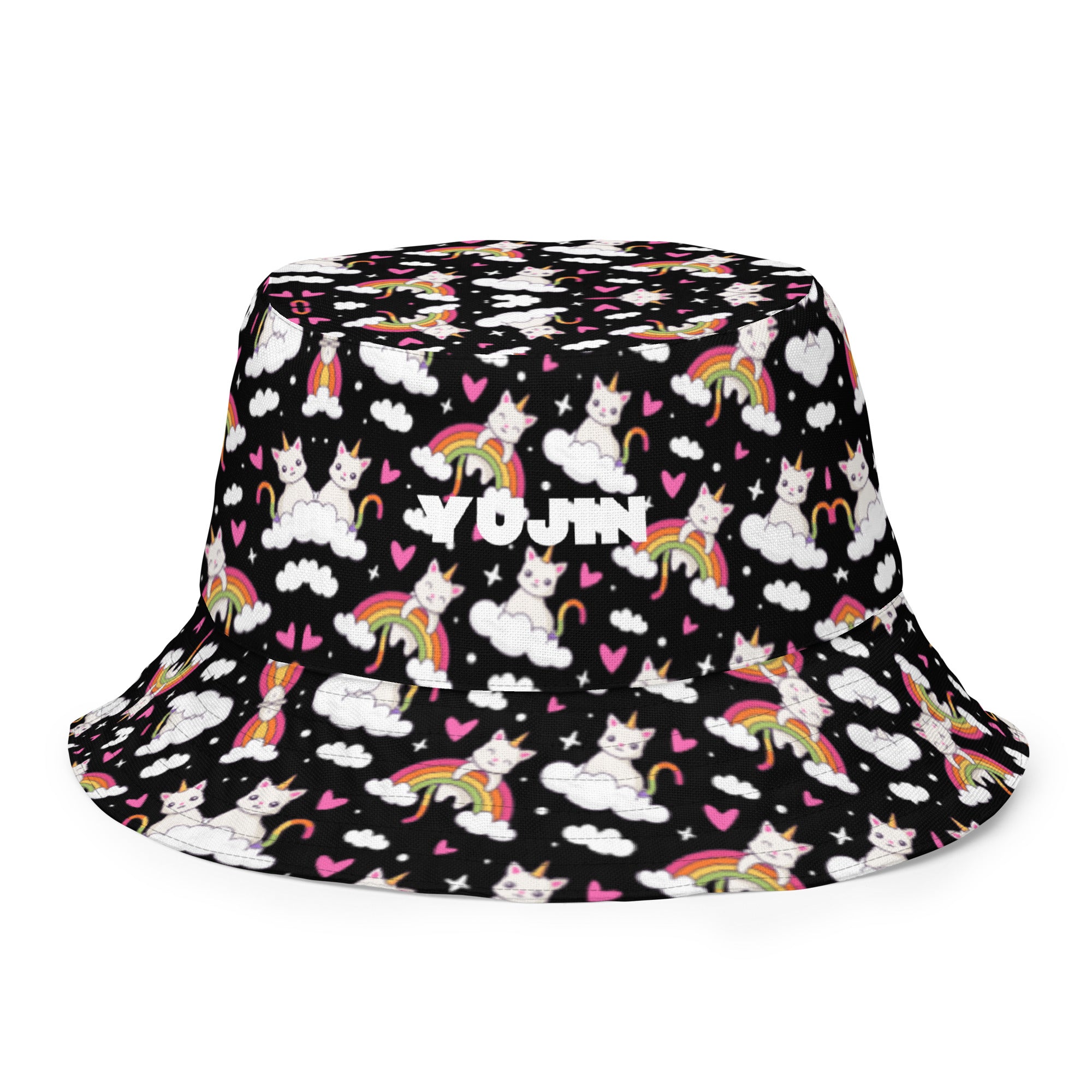 Black and White Reversible Bucket Hat | Yūjin Japanese Anime Streetwear Clothing