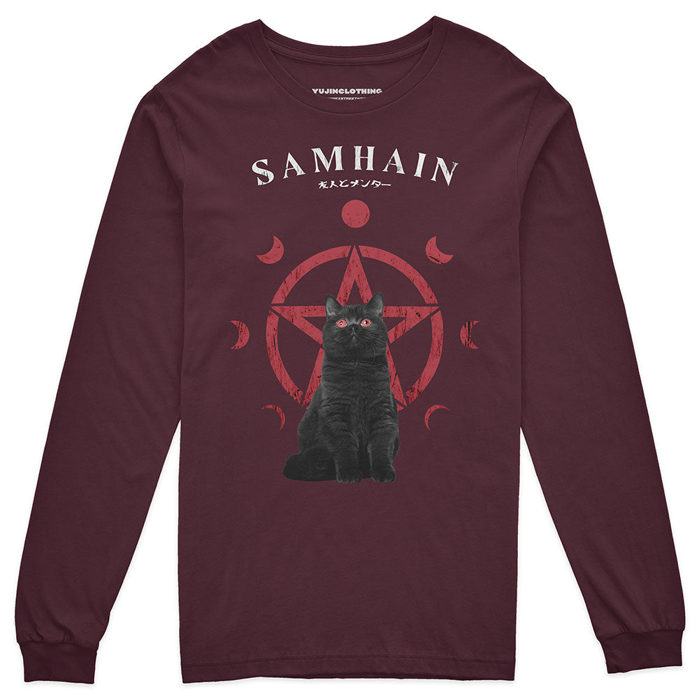 Samhain Cat Long Sleeve T-Shirt | Yūjin Japanese Anime Streetwear Clothing