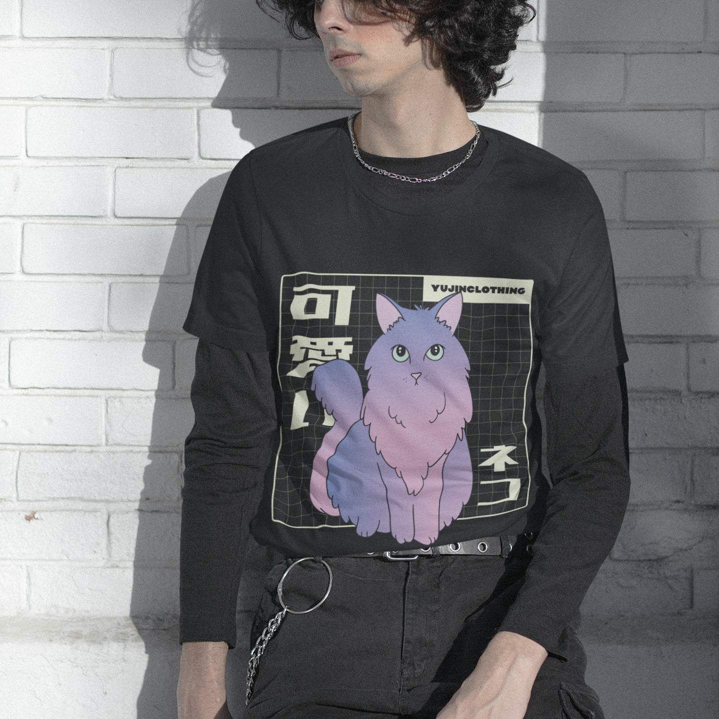 Vaporwave Cat T-Shirt | Yūjin Japanese Anime Streetwear Clothing