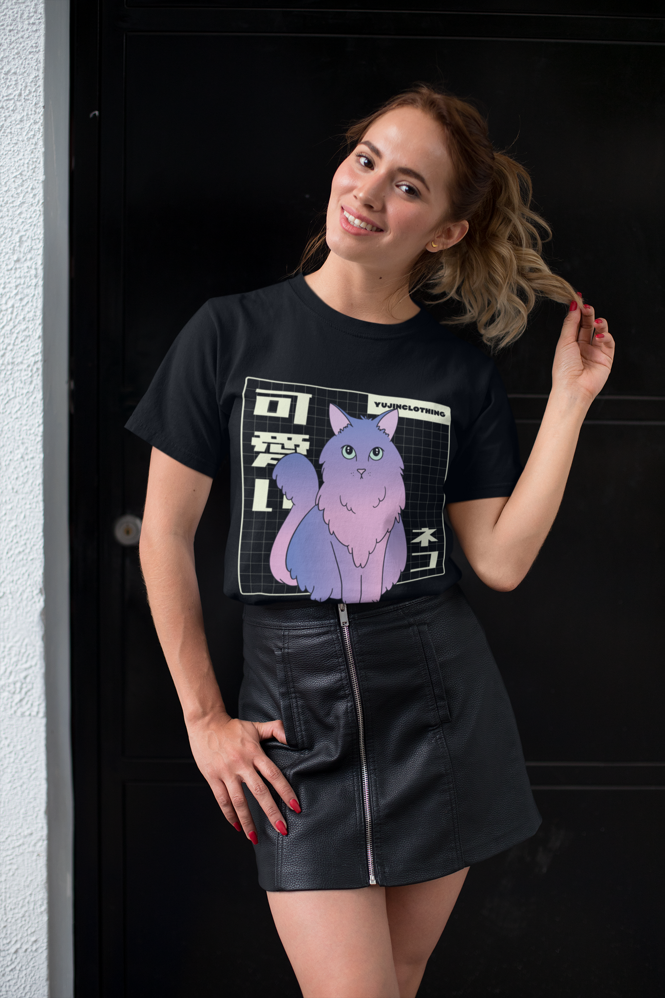Vaporwave Cat T-Shirt | Yūjin Japanese Anime Streetwear Clothing